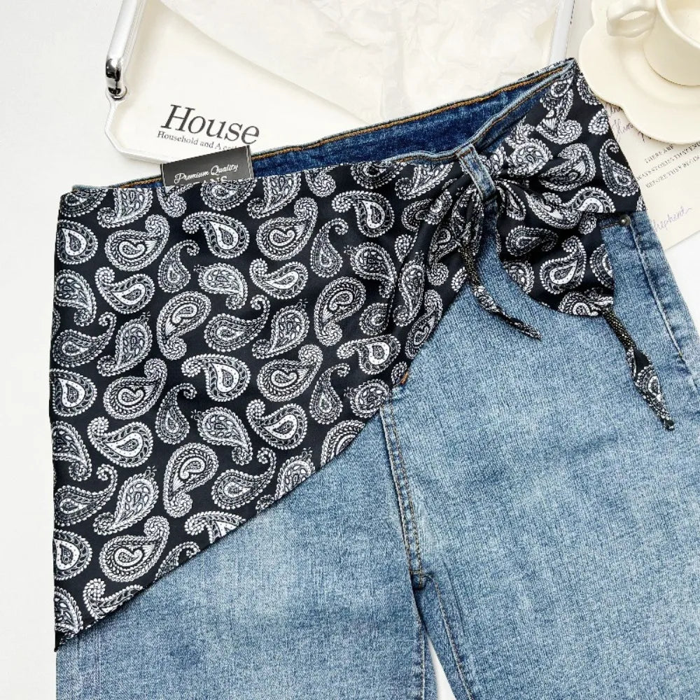 Ceinture foulard en soie cajou Floral